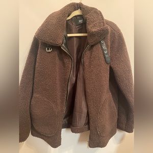 Brown jacket w leather detail